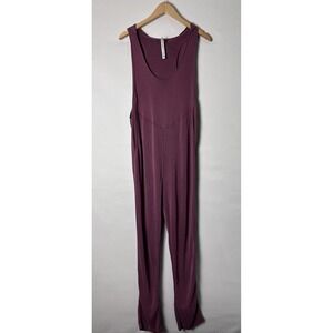 FP Movement Jumpsuit Womens S Purple Sleeveless Modal Hood Draped Back Pockets